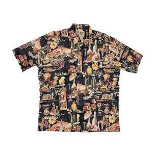 VTG Kahala John Severson Hawaiian Shirt Mens XL Drinks Cocktail Wine Aloha